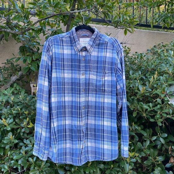 Weatherproof Men's  Blue Plaid Flannel Long Sleeve Button Down Shirt Size Medium - Picture 1 of 6